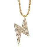 Genérico Hip Hop CZ lightning collares personalizados Pvd dorados 316l Charm for Men Fine colgante