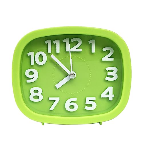 ノーブランド品 目覚まし時計家庭用ベッドサイドユニバーサルソリッドカラースクエア卓上アナログ時計時間リマインダーデバイス時間を伝えるツール, 緑