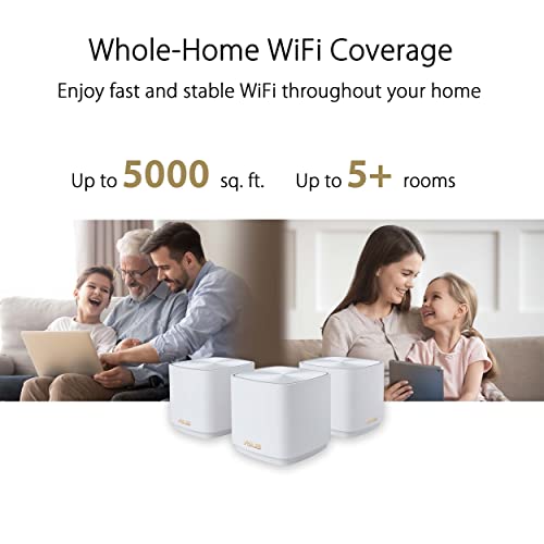 Asus Zenwifi Ax Mini (Xd5) Dual-Band Whole Home Mesh Wifi System (3 Pack), Wifi 6, 802.11Ax, Up To 5000 Sq Ft & 5+ Rooms, Aimesh, Lifetime Free Internet Security, Parental Controls, Easy Setup #TOP2