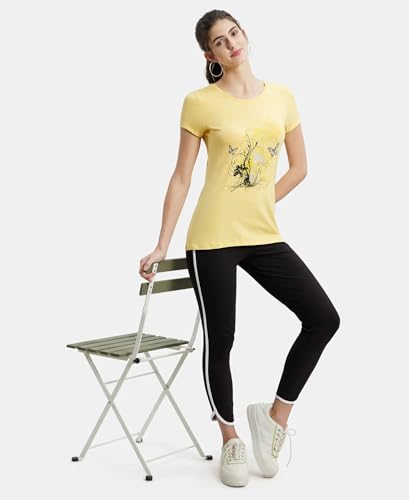 Image of Jockey 1361 Women's Super Combed Cotton Elastane Stretch Regular Fit Graphic Printed Round Neck Half Sleeve T-Shirt (Prints May Vary)