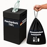 SILUK Pfandflaschen Aufbewahrung 110L – Stabiler - Pfandflaschen Aufbewahrung, Flaschensammler mit Deckel und Einwurf-Loch, Leergut & Altglas ordentlich sammeln, für Küche Abstellraum (Anthrazit)