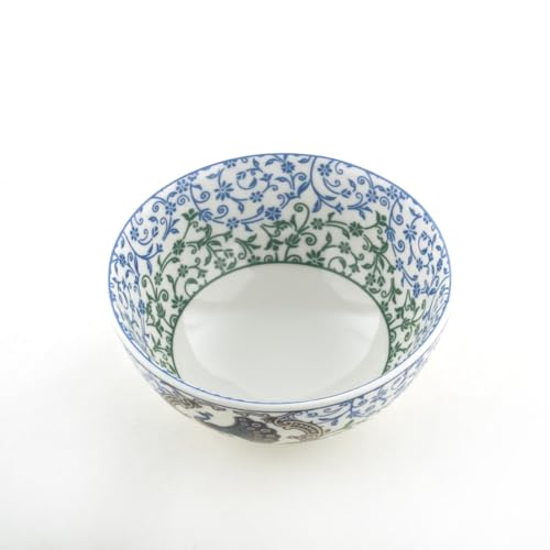 Image of GOLDEN QUEEN'S Porcelain Mini Bowl Set of 6 | Perfect for Dips, Chutneys, Dessert, Nuts, Pickles, Bites | Microwave Safe - Indian Peafowl Bowls, Multicolor, 120 Ml