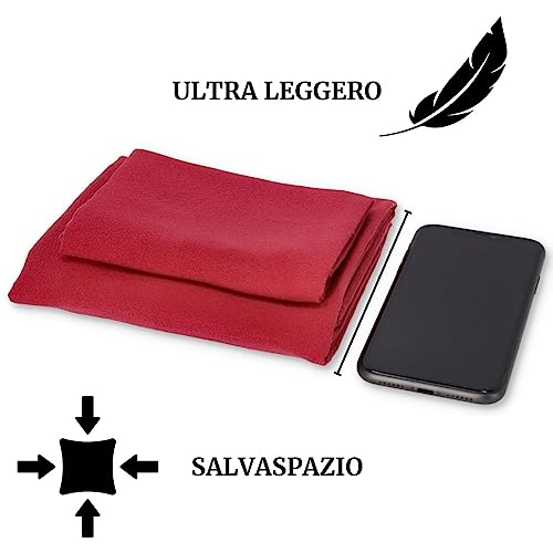 Casatessile Microfiber towels pair 1 cm 40x60 + 1 cm 50x100 microfiber towel set - ROSSO CILIEGIA - Image 3
