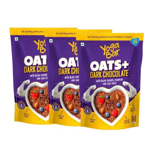 Image of Yogabar Dark Chocolate Oat 1kg, Pack of 3 | Gluten Free Golden Oatss | Healthy Breakfast Cereal with Wholegrain Oats (Dark Chocolate Oatss)