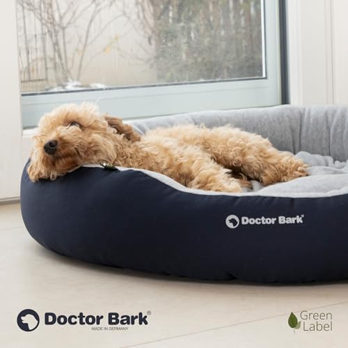 Doctor Bark Hundekorb Mittelgroße Hunde, Hundebett Weich, Rund, Flauschig - Kuscheliges Hundenest mit Wendekissen Fleece/Baumwolle - GreenLabel Hunde Bett (M - 60x50 cm, Königsblau)