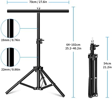 Selens 70x102cm T-Shape Photo Backdrop Stand Poles Background Support Photography with Clamp Clips Portable Adjustable for Backdrop Product Props Photo Studio Shooting