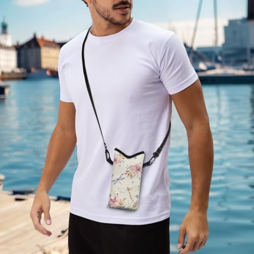 Neoprene Phone Bag Adjustable Crossbody Strap Mobile Protection Case Hook and Loop Fastener Phone Bag, 4 X 8 Inch4