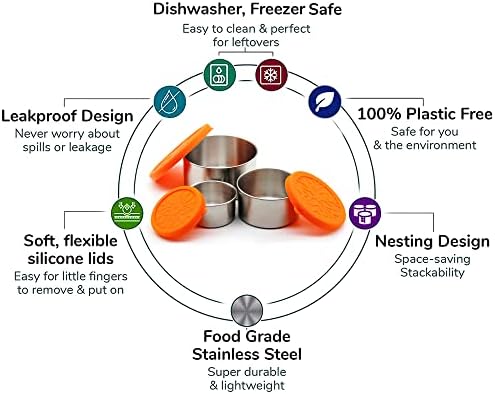 nicelock Stainless Steel Food Storage Containers Set of 3 Small Reusable Metal Lunch Snack Boxes Food Prep Container with Lids Freezer & Dishwasher Safe | 100+220+400 ml | BPA-Free Plastic-Free