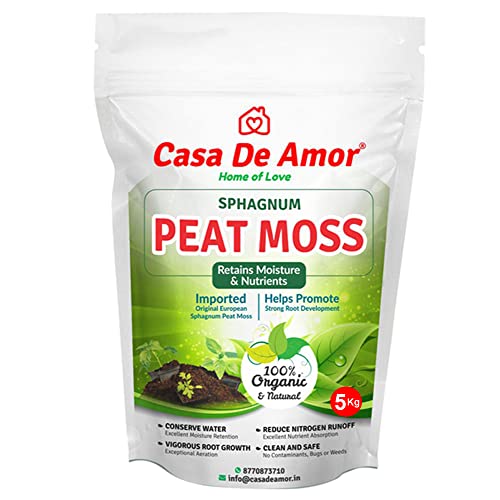 Image of Casa De Amor Sphagnum Peat Moss for Gardening 5 kg | Organic Soil Conditioner for Healthy Plants, Seed Starting & Improved Moisture Retention