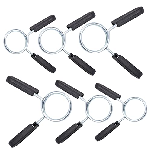 BESPORTBLE Snap Buckle Collars for Barbell 6pcs Spring Clip Clamps Steel Buckle for Powerlifting Gym