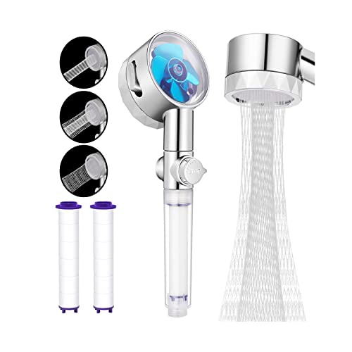 Duschkopf,Hochdruck Duschkopf Mit Filter,Wassersparend Duschkopf Mit Hochdruck-Massage-Regendusche Modell,One-Key-Wasserstopp(Blau) Cover