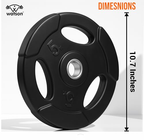 Image of WATSON 3 Cut Rubber Coated Metal Weight Lifting Bar Plates With Metal Bush Compatible Upto 30mm Gym Rods, Home Gym Weight Plates For Men & Women (30Kg Set (5Kgx6))