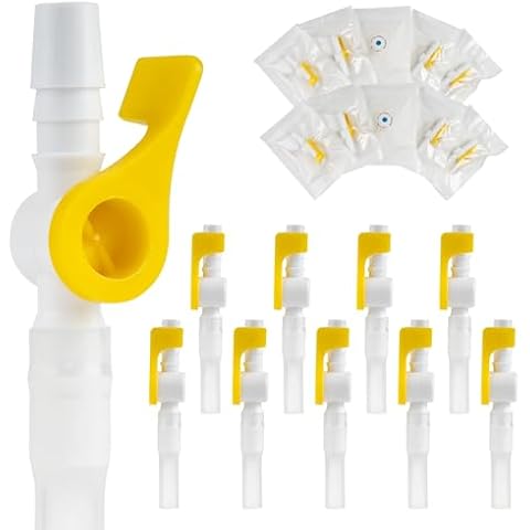 10 Pcs Ximter Comfort Flow Catheter Valves - Easy to Use Lever Tap, Smooth Edges, and Tubing for Optimal Urine Drainage Comfort (10 Pack) Cover