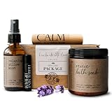 SOULISTIC ROOT Self-Care Set - Luxury Spa Bath Kit, Pillow Mist, Cooling Lip Balm, Tranquil Essential Oil Roller & Epsom Salt Bath Soak Pampering Package, Holistic Gifts for Him & Her