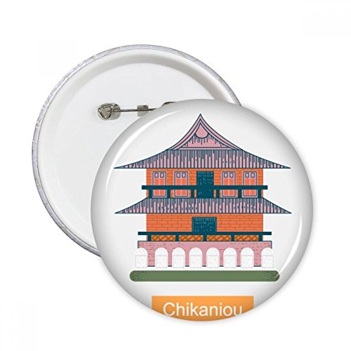 Pins Taiwan attractions Chikaniou : lot 5 badges ronds XXL multicolores décoration vêtement