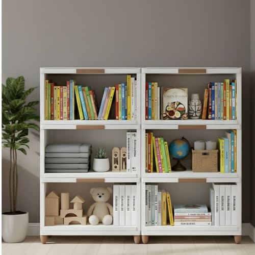 Image of mechdel Cupboard Rack for Clothes Plastic Cabinet for Storages Foldable Wardrobe for Clothes Plastic Cloth Rack for Storages Clothe Storage (Cupboard Rack-1 Door - White, 3+3 (Set))