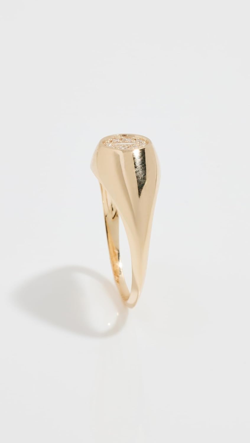 Women's 14k Mixed Diamond Circle Signet Ring - Image 4