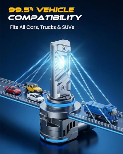 Image of FAHREN 9005 /HB3 Led Bulbs, 100,000LM 16X Brightness, 1:1 Mini Size with Cooling Fan, 6500K Cool White, IP68, Plug and Play, 95%+ Vehicle Adaptability, 9005 Fog HID Tail Light Assemblies, Pack of 2