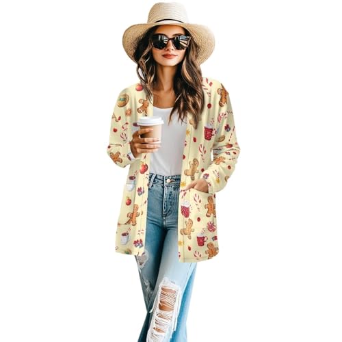 Image of Women's Open Front Cardigan Long Sleeve Loose Sweater Lightweight Soft Cardigan Jackets