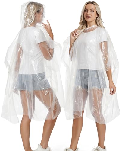 Image of 4 /6 /12 Pack Disposable Rain Ponchos for Adults - Emergency Rain Poncho for Camping Hiking Travelling
