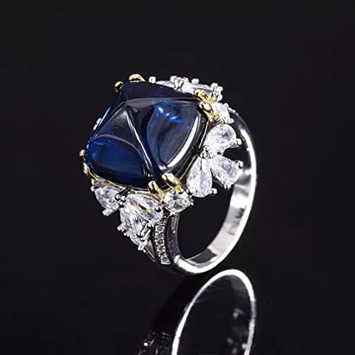 Bague tanzanite et saphir en argent 925 | Splendeur diamant carbone pour femme