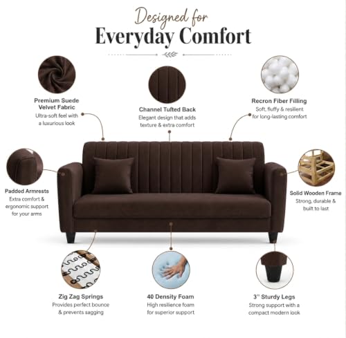 Image of 5 Seater Sofa Set 3+1+1 | Modern Living Room Furniture | Solid Wood Frame | Premium Cushioned Comfortable Couch Set for Home & Office (Brown, 3+1+1) Modern Living Room Furniture
