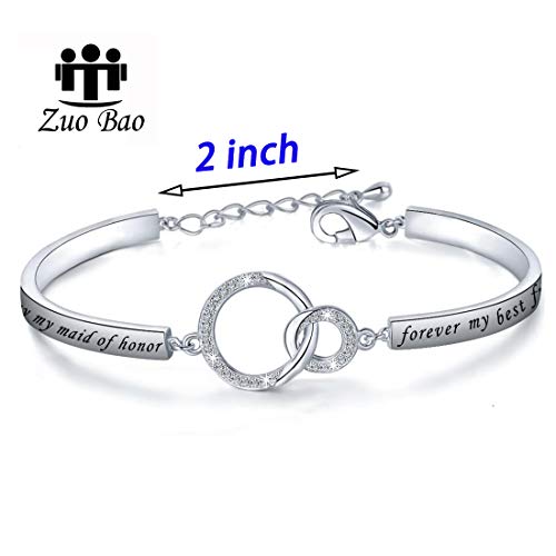Image of Zuo Bao Wedding Jewelry Maid of Honor Gift Today My Maid of Honor Forever My Best Friend Sister Bracelet Wedding Proposal Gift for Bridesmaid Flower Girl