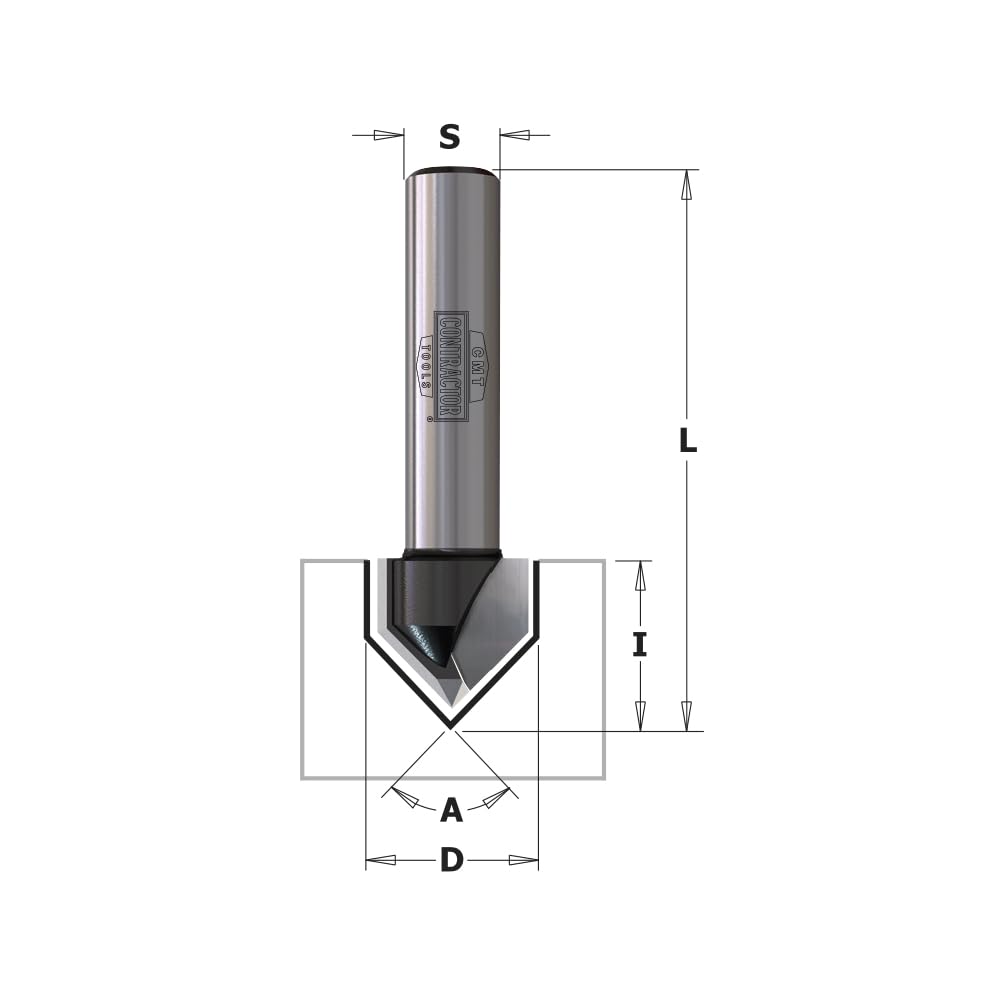 Produktbild von CMT 90° V-Nutfräser K915-160 – 16mm, 8mm Schaft, 2 Schneiden