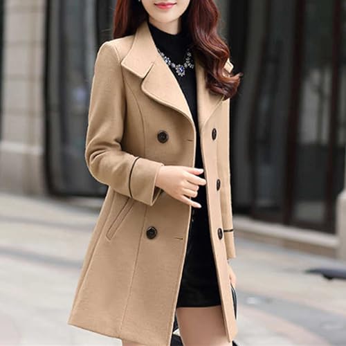 Maiyifu-GJ Women's Mid-Long Wool Blend Coat Double Breasted Notched Lapel Trench Jackets Spring Fall Casual Overcoat3