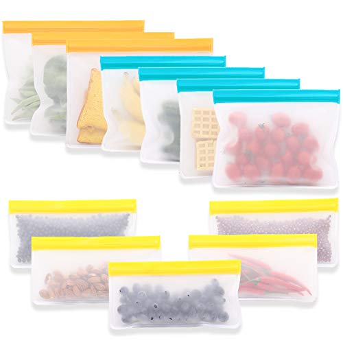 12 Piezas GouBao Bolsas de Sándwich Reutilizables, Bolsas de Almuerzo Ziplock, Bolsas de Conservación Congelar, Bolsa de Almacenamiento Sellada a Prueba de Fugas para Frutas, Verduras y Carne, Sin BPA