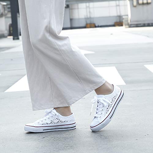 Anqila Womens Shoes Low Top Lace Up Canvas Sneakers Non Slip Shoes Casual Fashion Running Lightweight Breathable Low Cut Comfortable Canvas Shoes Walking #TOP5