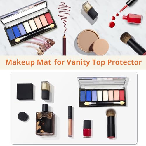 Image of LovePads Clear Makeup Mat for Vanity, 16 x 36 Dual-Sided Desk Pad & Vanity Cover Top, Waterproof PVC Protector Mat for Dresser, Nail Art, Craft Table