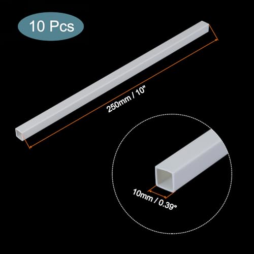Image of MECCANIXITY 10pcs 10 inch Plastic Model Tube ABS Square Tube 0.39 inchx0.39 inch White Easy Processing for Architectural Model Making DIY