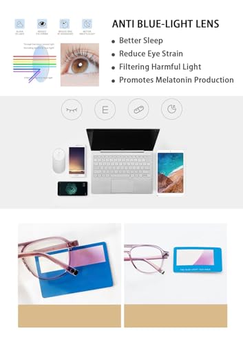 Image of OUWEN Square Aviator Blue Light Blocking Glasses Womens Mens, Anti EyeStrain & UV Glare Computer Gaming Eyeglasses OW2244