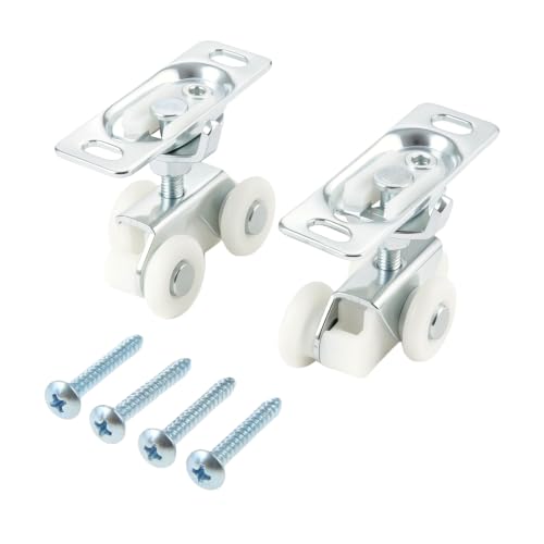 2 Piezas Juego de Rodillos para Puerta Corredera de Bolsillo 3/4 Pulgadas Ruedas Plata | Kit de Herrajes para Puertas de Clóset de Dormitorio Cocina y Despensa miniatura 1