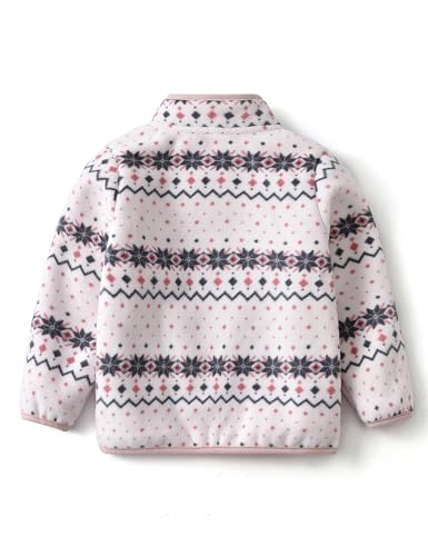 Image of Kids Printed Fleece Jacket Sherpa Lined Lightweight Zip | Toddler Baby Boys Girls Autumn Winter Warm Outerwear Soft Polar Fleece Car Seat Friendly Zip Up Coat