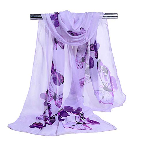 Générique Écharpe en Mousseline de Soie pour Femmes, Foulard châle, écharpes à la Mode pour Femmes, écharpes Longues, châle 160-50 cm, Violet Pratique...