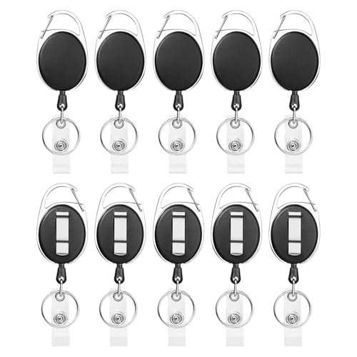 10-Pack Retractable Badge Holders with Carabiner Clip