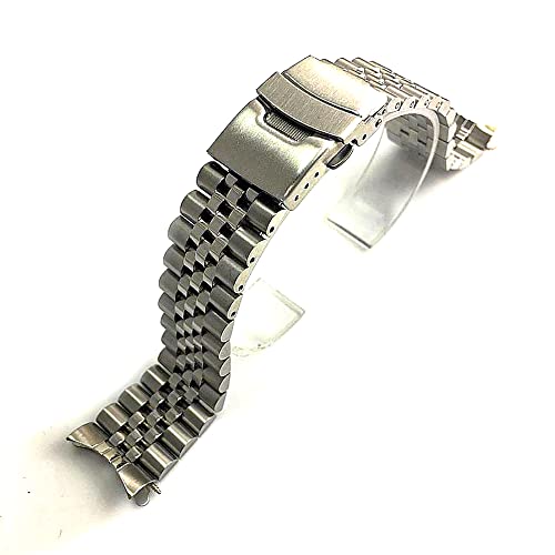 Image of Replacement 20mm Stainless Steel Polished Silver Jubilee Type Watch Band Strap Solid Screw Link Bracelet Curved End Double Lock Buckle