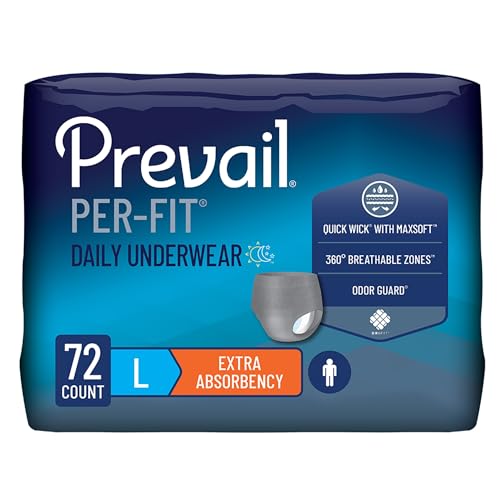 Prevail Per-Fit for Men Daily Protective Underwear - Pull-up Disposable Adult Diaper for Men - Extra Absorbency - Large - 72 Count (4 Packs of 18)
