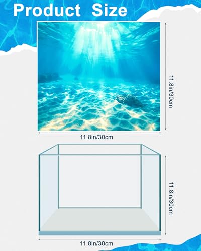 Image of Mindsoft 4 Pack Aquarium Background Polyester 11.8 x 11.8 Inch Cloth Fish Tank Background Undersea Corals Sunshines Rock Aquatic Plants Wallpaper with Double-Sided Tape