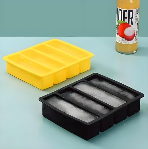 Image of CIPLA PLAST Large Ice Cube Molds, Big Round Water Ice Cube Trays for Freezer, Easy to Fill & Release (Rectangle 4 Cube Set - 2)