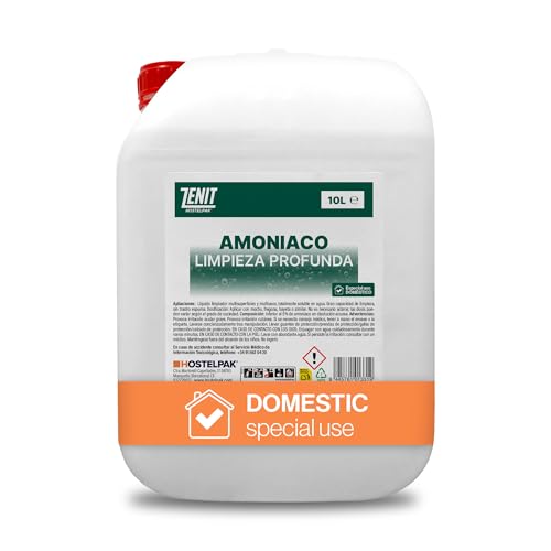 Hostelpak | 10 l | Amoniaco Potente para Limpieza - Elimina Suciedad y Olores - Desengrasante y limpieza profunda - Uso Doméstico y Profesional