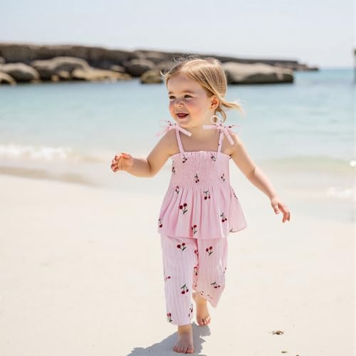 Mubineo Toddler Baby Girl Summer Fall Clothes Cute Sleeveless Tops Pant Outfits Set Infant Strap Boho Princess Outfit2