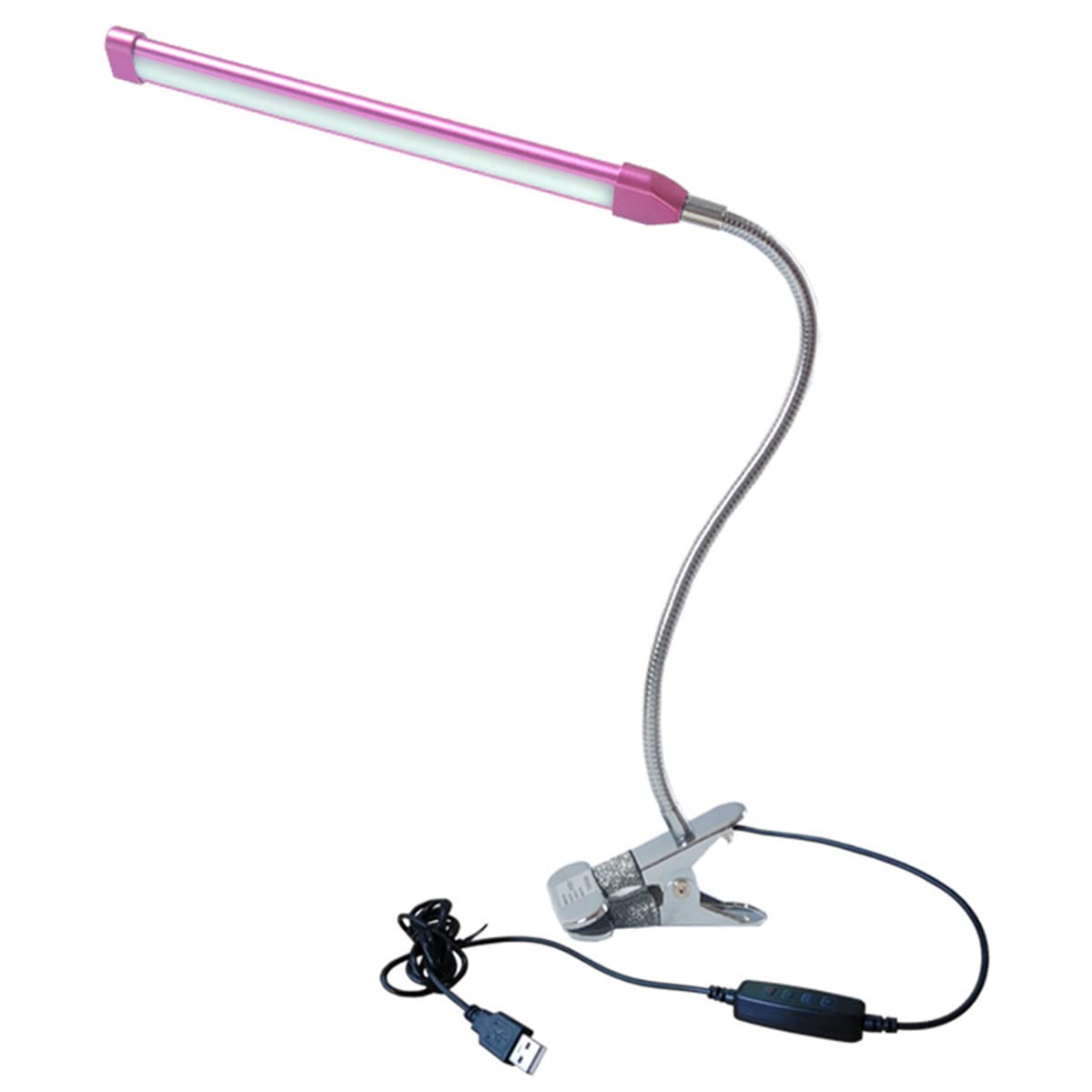 QQY LED Desk Lamp, Eye-caringTable Lamp with USB Charging Port 3 Light Modes Clip-on Table Lamp Bedside Reading Lamps for Office/Study/Bedroom (Pink)
