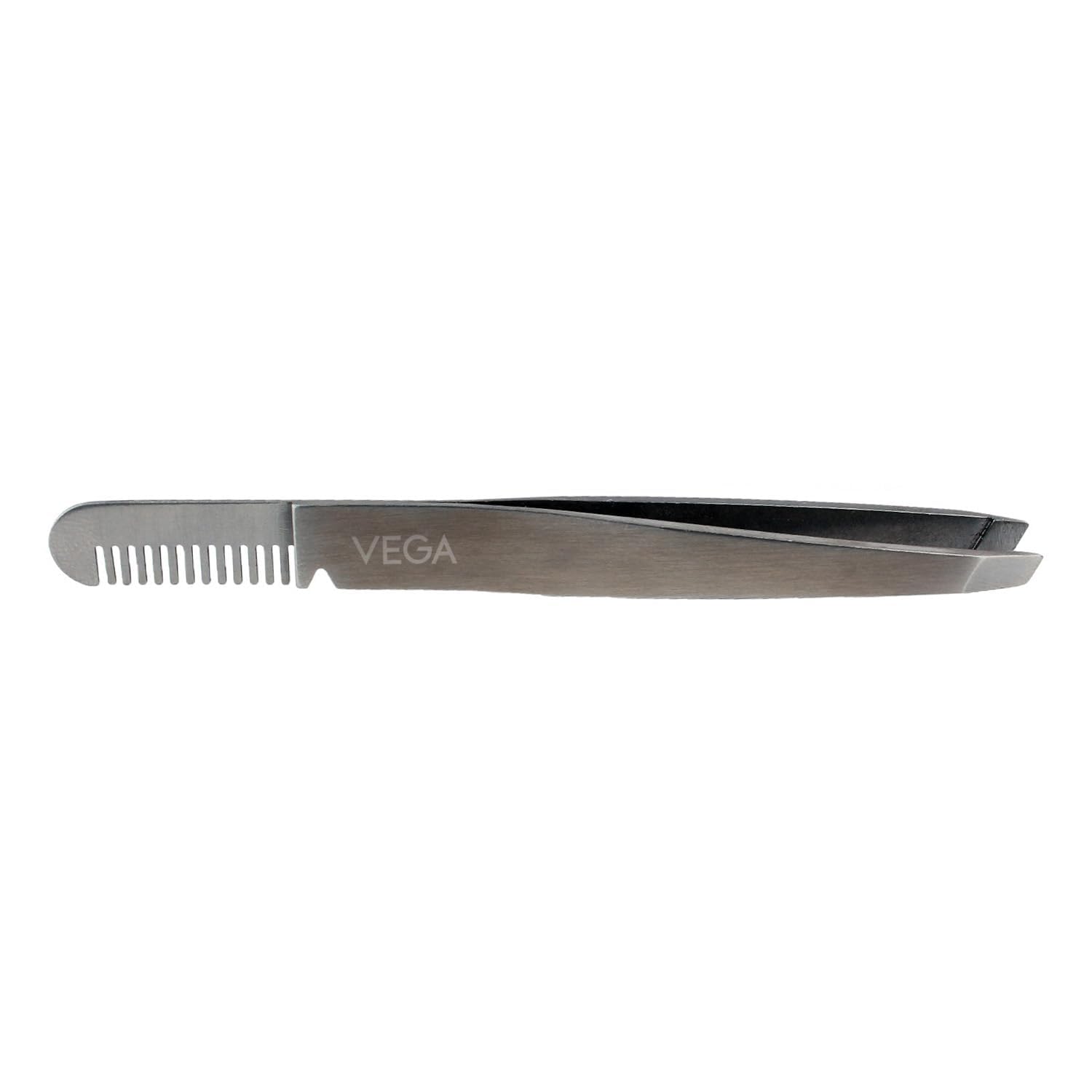 2 In 1 Brow Groomer and Tweezer, Silver, 16 g
