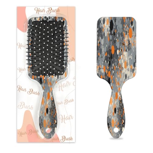 Cepillo para desenredar el cabello para mujeres y hombres, cepillo flexible de cerdas suaves (burbujas negras y naranjas)