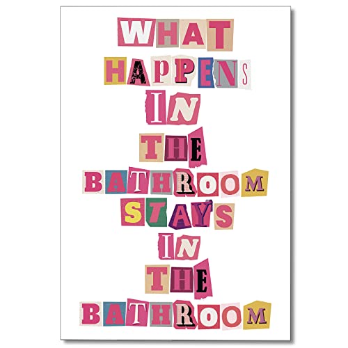 Yaasilinage Funny Bathroom Canvas Wall Art - Trendy Preppy Bathroom College Room Decor - Funky Colorful Restroom Rules Decor Prints Pictures for Guest Room Girl College Dorm Toilet 12x16in Unframed