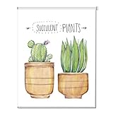 Seitenzug- & Springrollos Jalousien Weiß Badezimmer Rollos mit 2 Topfpflanzenmustern, Privatsphäre Wasserdicht Stoff Benutzerdefinierte Vorhänge, Einfach zu Säubern (Color : WxH, Size : 125cmx180cm)