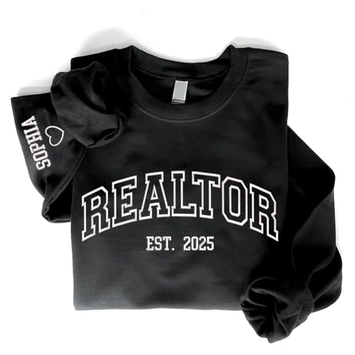 UrbanNEST Custom Realtor Embroidered Sweatshirt – Personalized Real Estate Agent Crewneck With Name, Realtor Gift Apparel, Embroidered Real Estate Shirts for Women & Men
